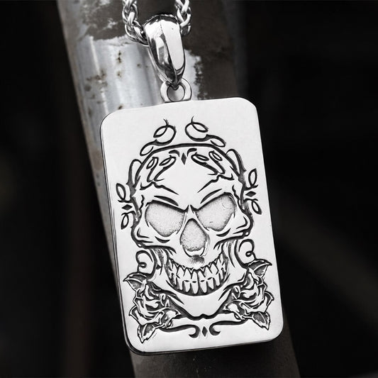 Ace of Spades Skull Pendant in Stainless Steel