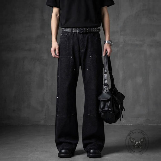 American-Style Vintage Loose Straight-Leg Jeans