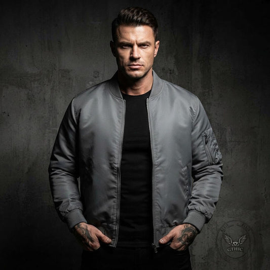 Casual Solid-Color Windproof Flight Jacket Coat