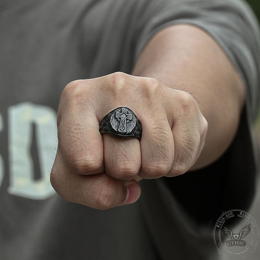 Celtic Cross Knot Ring in Stainless Steel