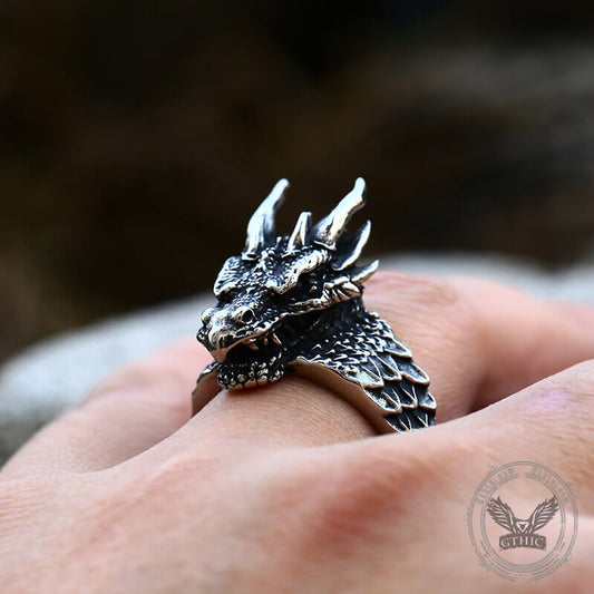 Celtic Dragon Ring in Stainless Steel