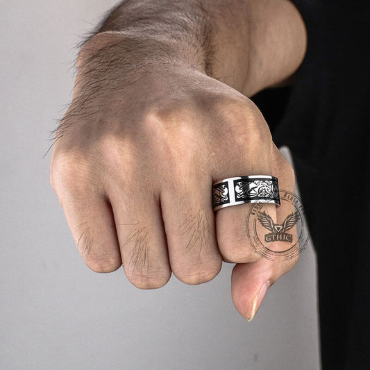 Celtic Wolf Triquetra Viking Ring in Stainless Steel