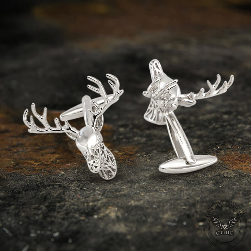 Christmas Reindeer Bullet Back Cufflinks in Brass