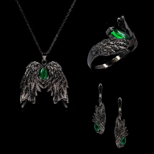 Dark Angel Wing Gothic Earrings in Brass