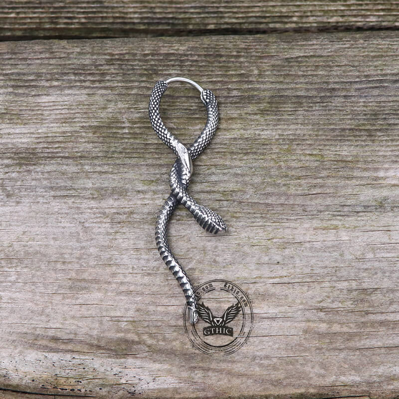 Entwined Snake Hoop Earrings in Stainless Steel