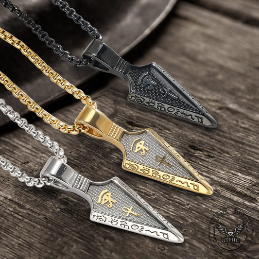 Eye of Ra Ankh Spearhead Pendant in Stainless Steel