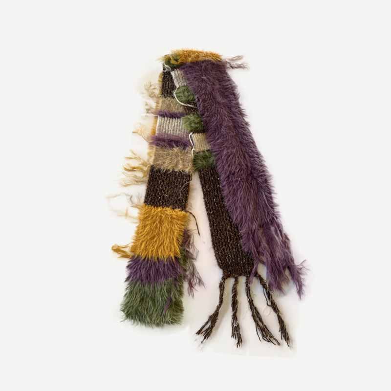 Fashion Y2K Colorblock Striped Knitted Tassel Scarf
