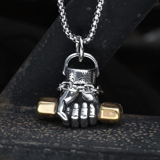 Fist Dumbbell Pendant in Stainless Steel