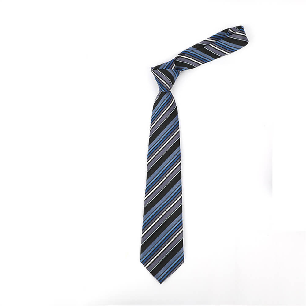Geometric Check Striped Polyester Tie