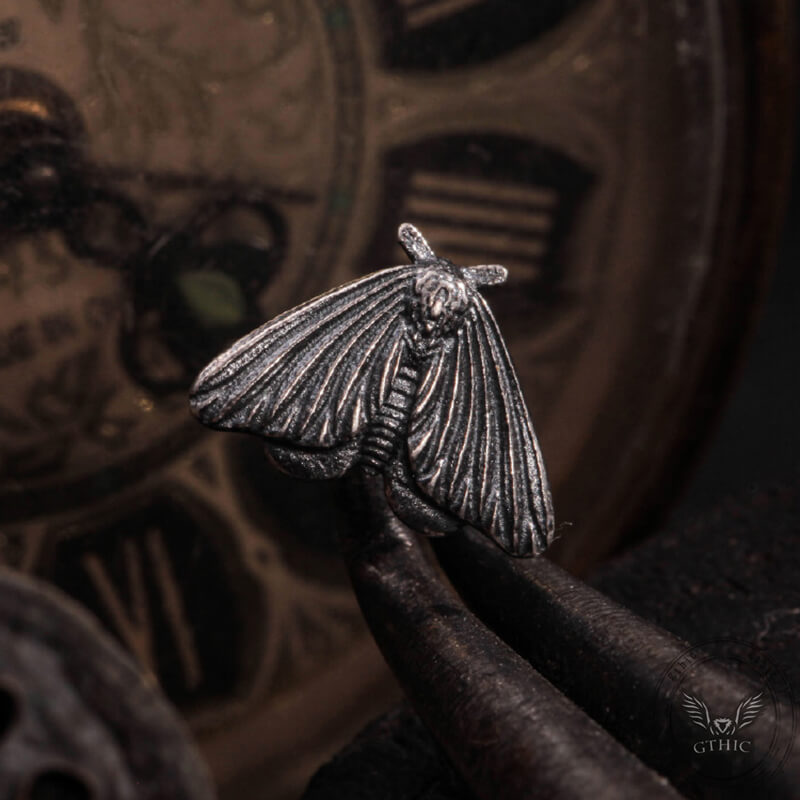 Gothic Moth Stud Earrings in Sterling Silver