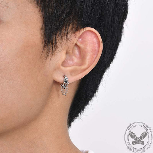 Gothic Rose Chain Zircon Stud Earrings in Stainless Steel