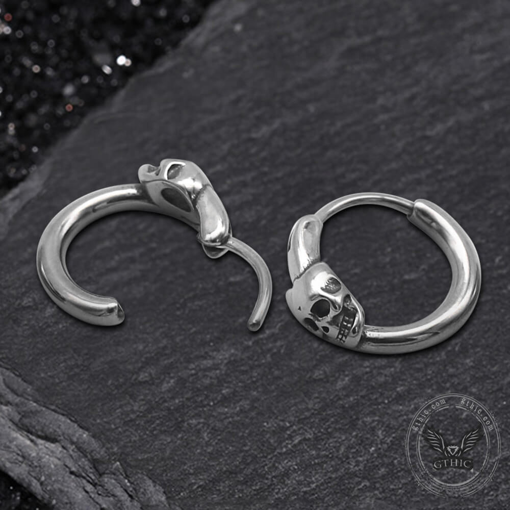 Gothic Skull Earrings in Stainless Steel