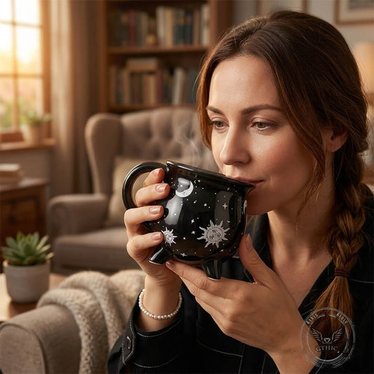 Gothic Sun And Moon Witch Mug in Ceramic