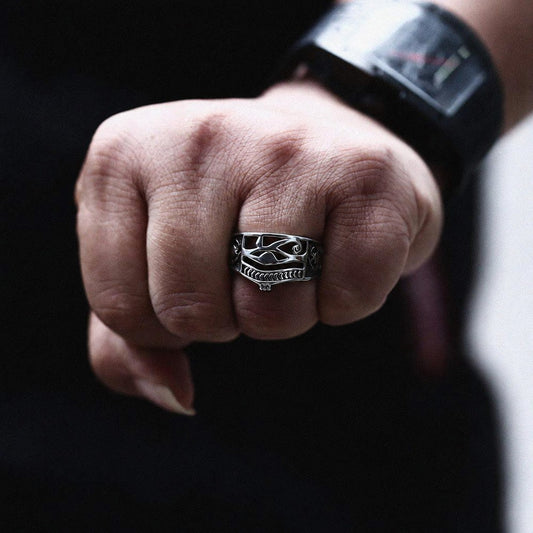 Egyptian Eye of Ra Ankh Stainless Steel Egypt Ring