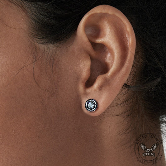 Minimalist Round Zircon Stud Earrings in Stainless Steel