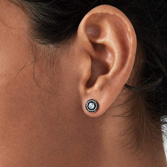Minimalist Round Zircon Stud Earrings in Stainless Steel