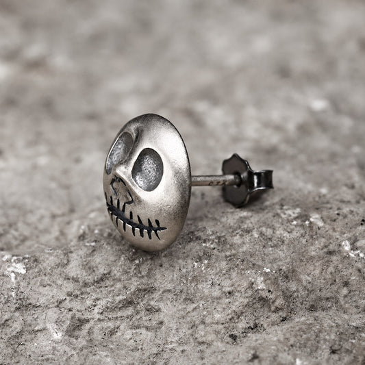 Pumpkin Prince Skull Stud Earrings in Sterling Silver