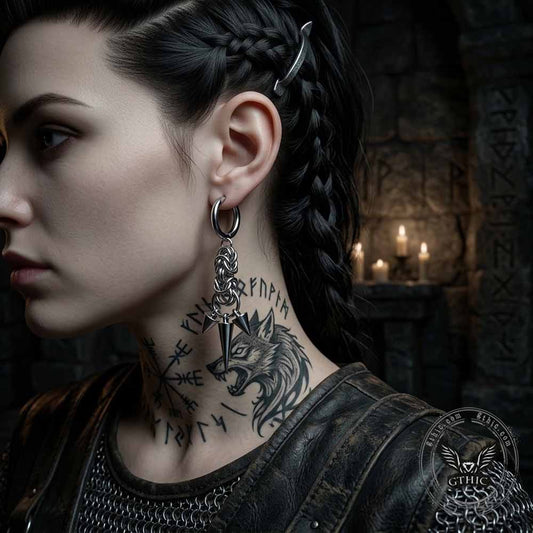 Punk Chain Conical Studs Earrings in Stainless Steel