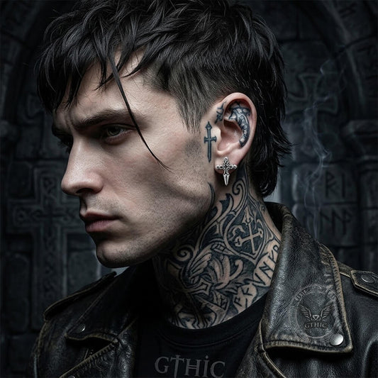 Punk Cross Sword Earrings in Stainless Steel