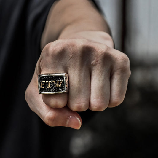 Punk FTW Letters Biker Ring in Stainless Steel