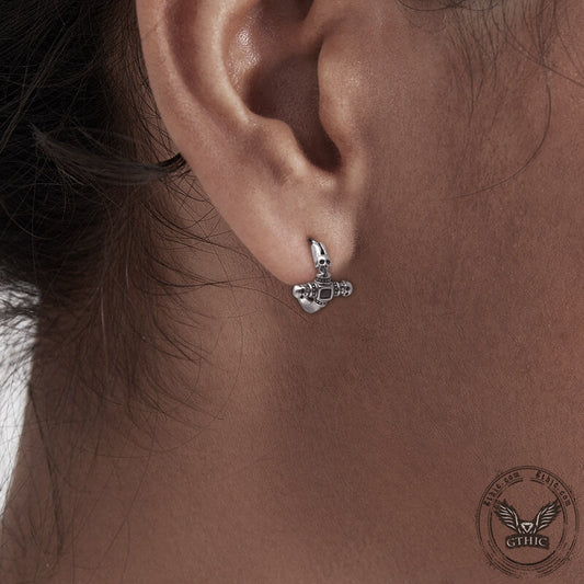 Punk Skull Cross Hoop Earrings in Stainless Steel