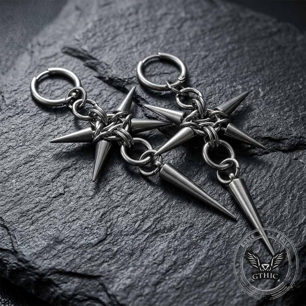 Punk Spiked Hip Hop Earrings in Stainless Steel