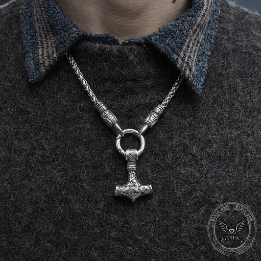 Raven & Hammer Necklace in Stainless Steel