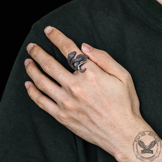 Red Eye Snake Animal Ring in Stainless Steel