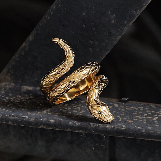 Retro Punk Winding Snake Cobra Ring in Stainless Steel