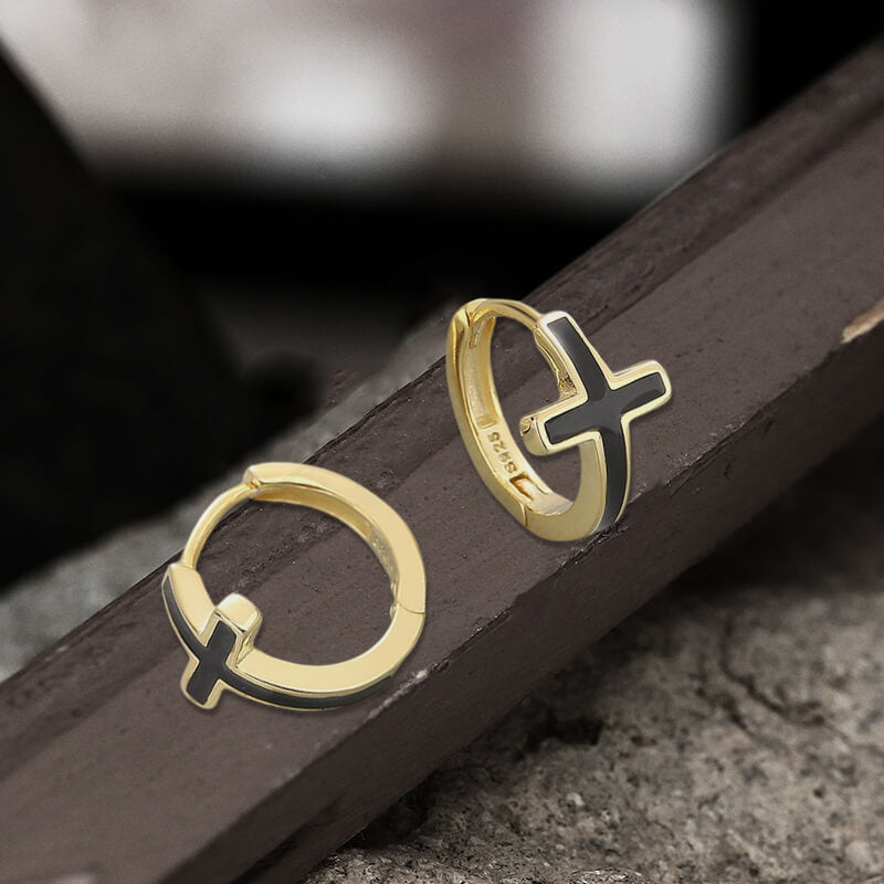Simple Cross Earrings in Sterling Silver