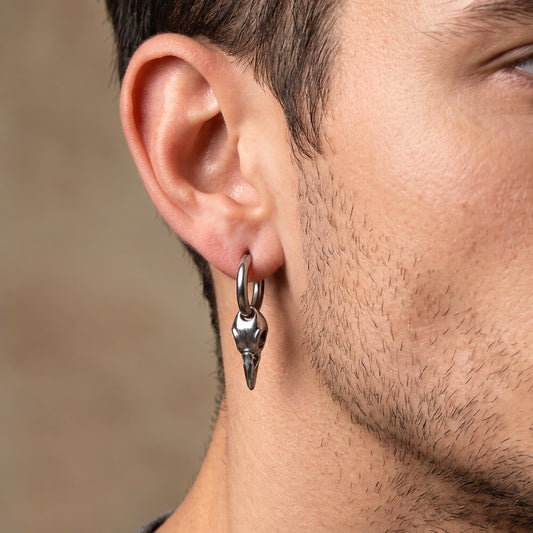 Simple Crow Head Beast Drop Earrings in Stainless Steel