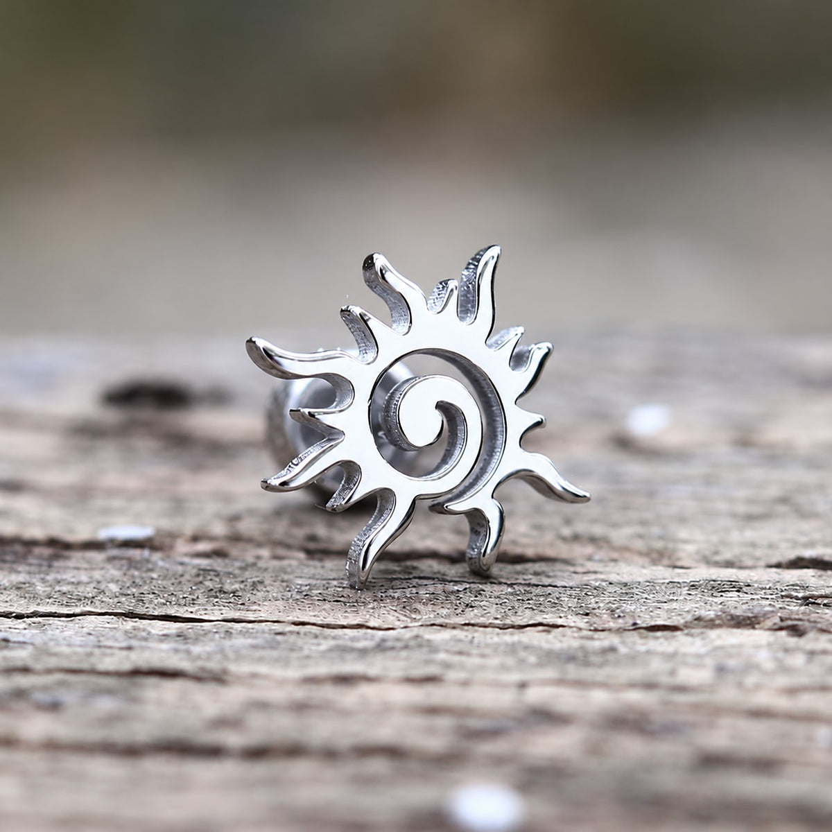 Simple Sun Pattern Stud Earrings in Stainless Steel