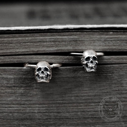 Skull Head Earring in Sterling Silver