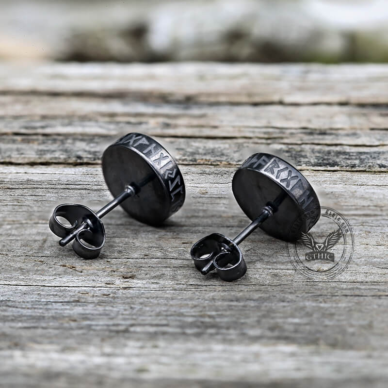 Viking Runes Stud Earrings in Stainless Steel
