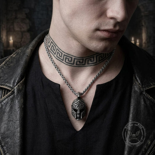 Viking Warrior Helmet Skull Pendant in Stainless Steel