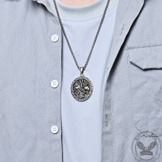 Vintage Anubis Ankh Cross Pendant in Stainless Steel