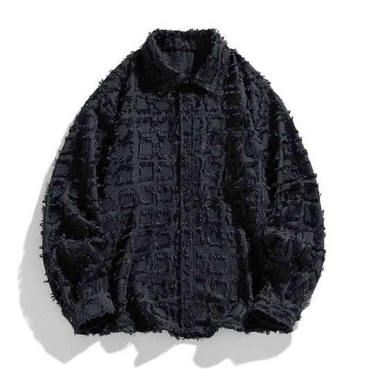 Vintage Distressed Plaid Long Sleeve Shirt Coat