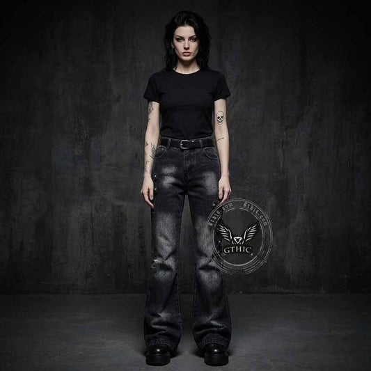 Y2K Street Strappy American-Style Bootcut Jeans