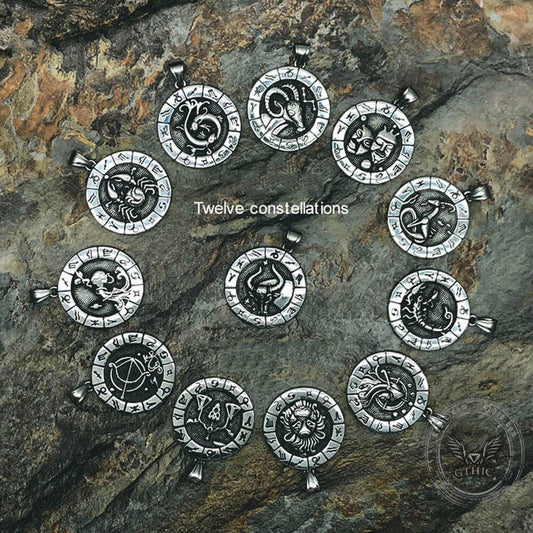 12 Constellation Divination Pendant in Stainless Steel