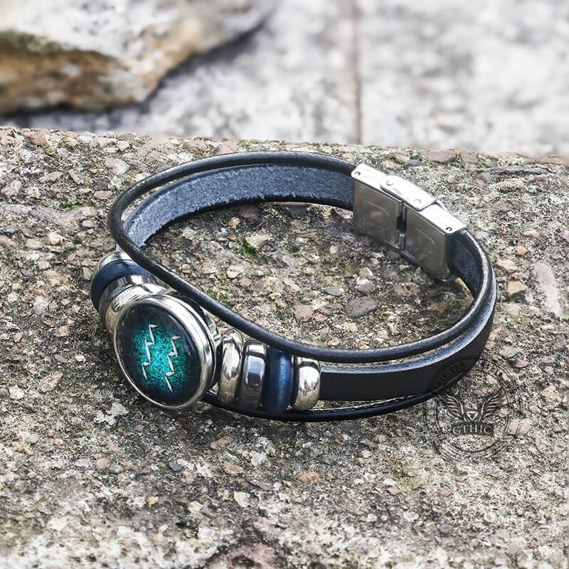 12 Constellation Multi-layer Leather Bracelet in Stainless Steel