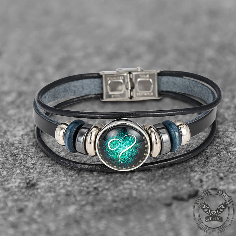 12 Constellation Multi-layer Leather Bracelet in Stainless Steel