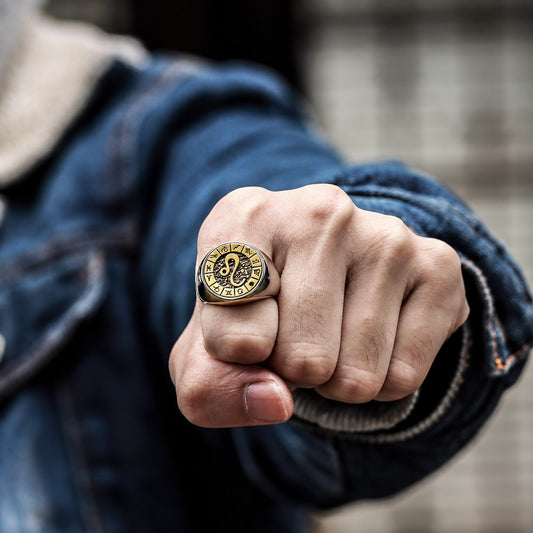 12 Constellation Zodiac Signs Ring in Stainless Steel