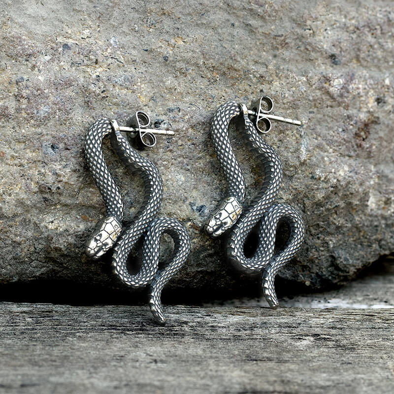 Coiled Snake Earrings in Stainless Steel