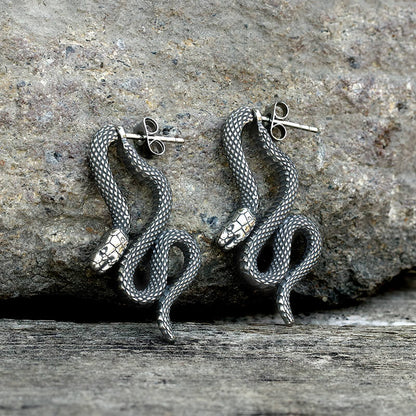 Coiled Snake Earrings in Stainless Steel