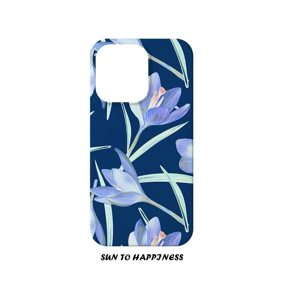 Navy Blue Iris Floral iPhone Case - Sun to Happiness