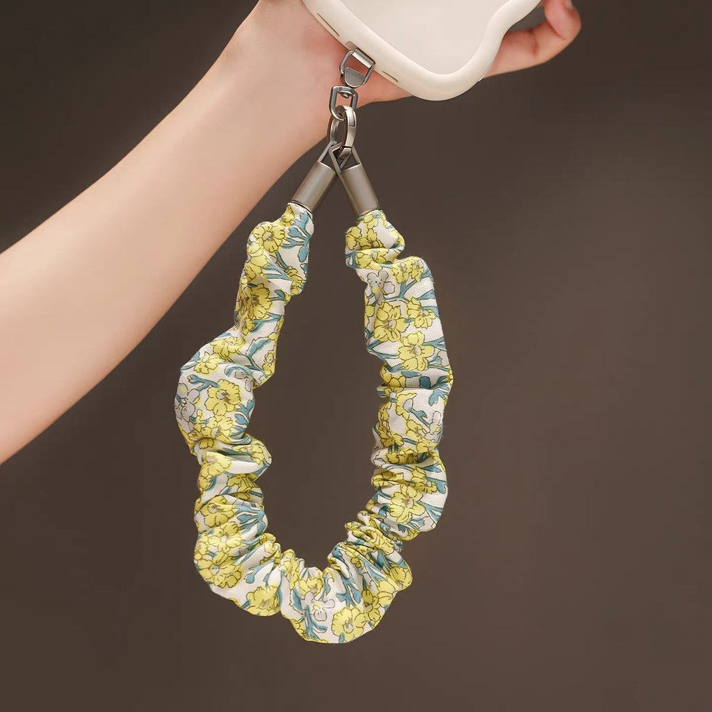 Sunny Daisy- Floral Scrunchie Phone Wristlet Lanyard