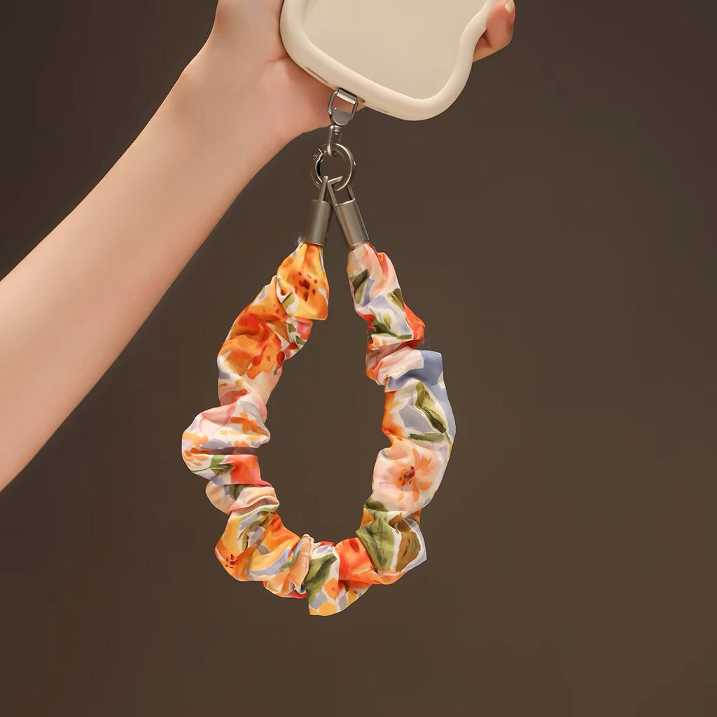 Sunset Flora- Floral Scrunchie Phone Wristlet Lanyard