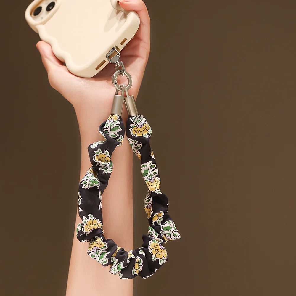 Dark Meadow- Floral Scrunchie Phone Wristlet Lanyard