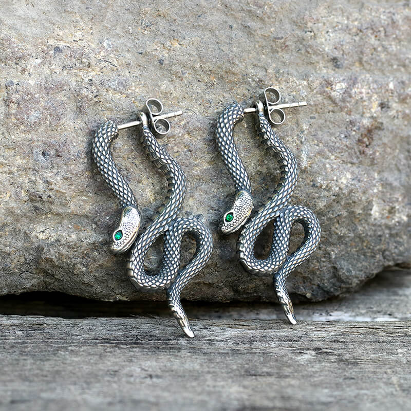 Coiled Snake Earrings in Stainless Steel
