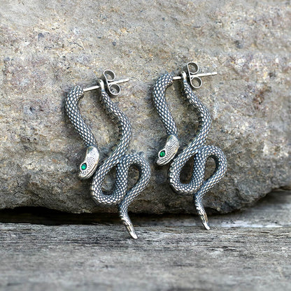 Coiled Snake Earrings in Stainless Steel